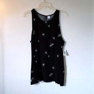 Old Navy XL black daisy sleeveless top